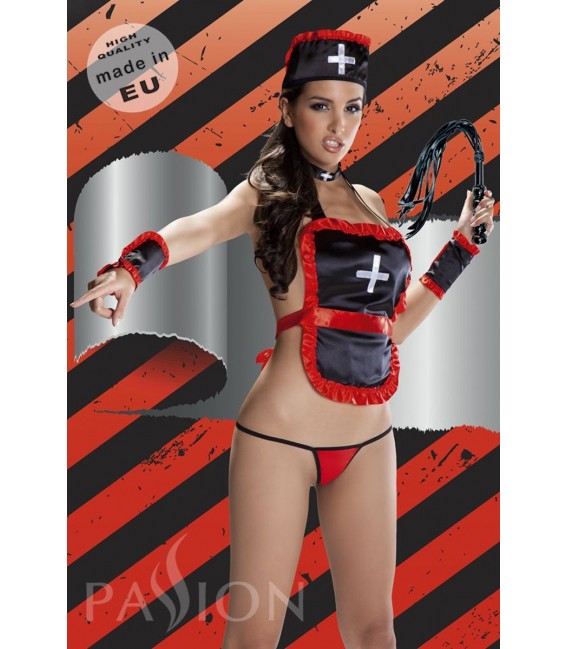 Sexy schwarz rotes Krankenschwester Outfit Devil Nurse Großbild