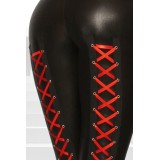 Wetlook-Leggings mit Schnürung schwarz/rot - AT11860 Bild 3