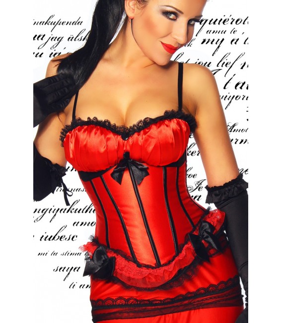 Reizvolle Burlesque-Corsage in rot/schwarz Bild 4