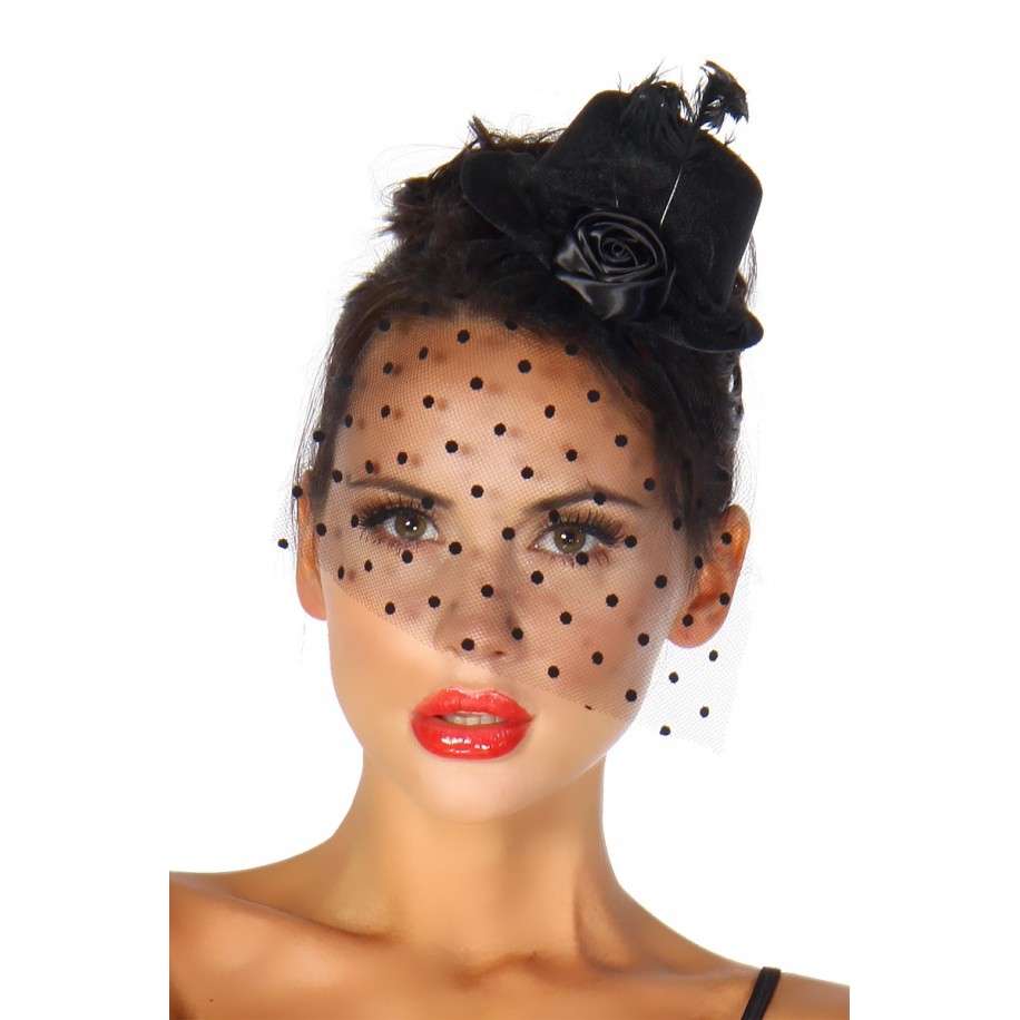 Rockabilly-Minihut / Fascinator schwarz - AT12096