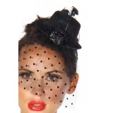 Rockabilly-Minihut / Fascinator schwarz - AT12096