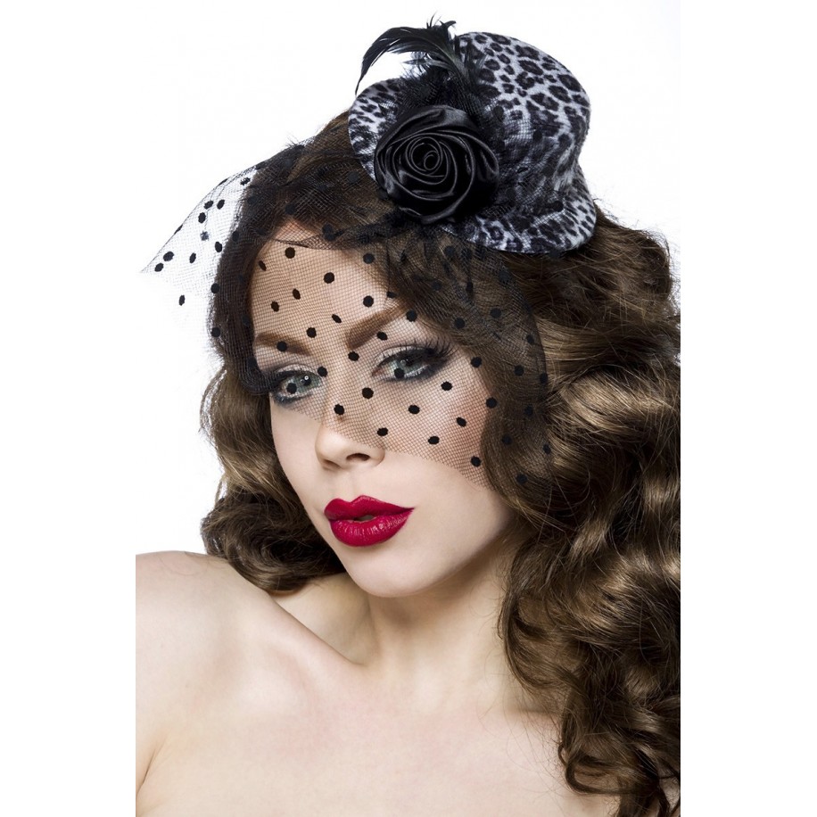 Rockabilly-Minihut / Fascinator leo - AT12096