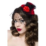 Rockabilly-Minihut / Fascinator rot - AT12096