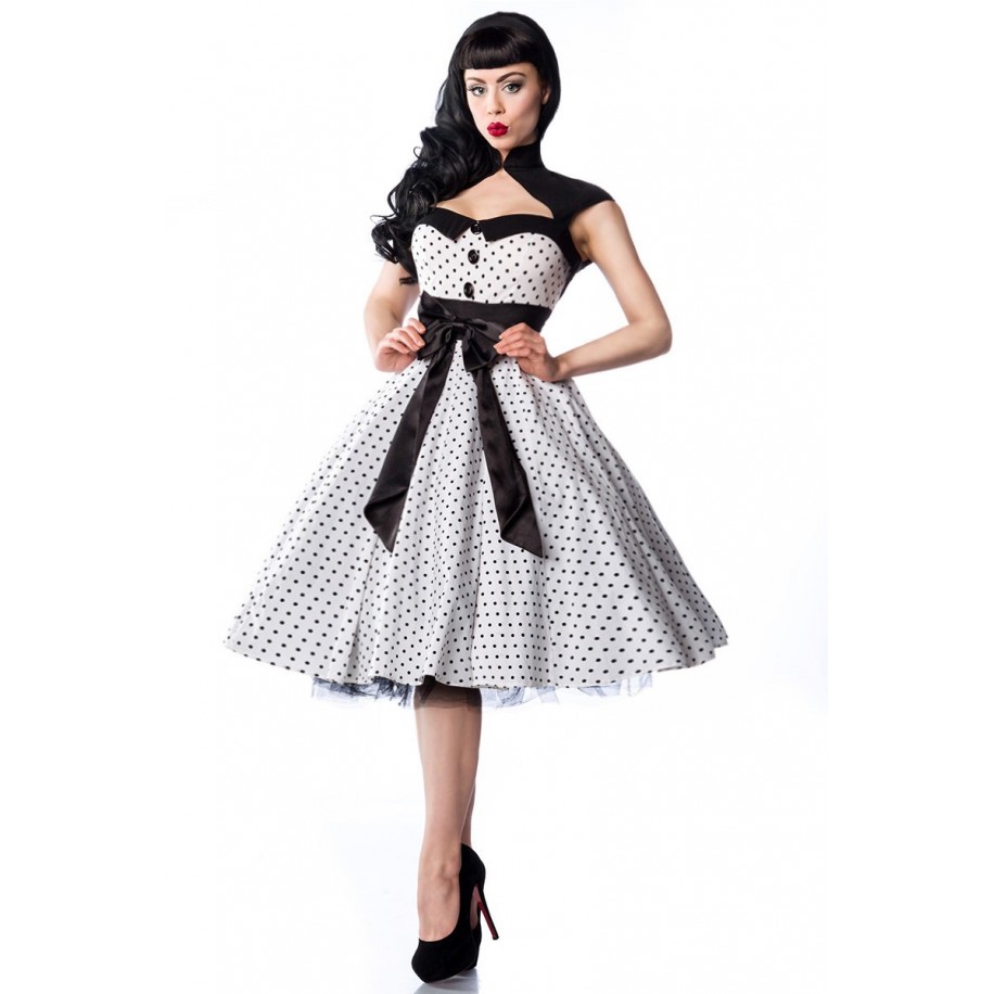 Rockabilly-Kleid weiß/schwarz - AT12119