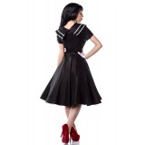 schwarz-weißes Rockabilly-Kleid aus Satin mit Matrosen-Kragen