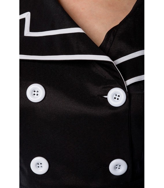 schwarz-weißes Rockabilly-Kleid aus Satin mit Matrosen-Kragen
