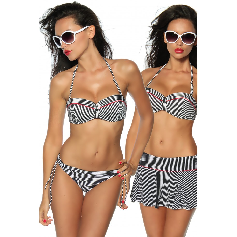 Push-Up Bikini-Set schwarz/weiß/rot - AT12612