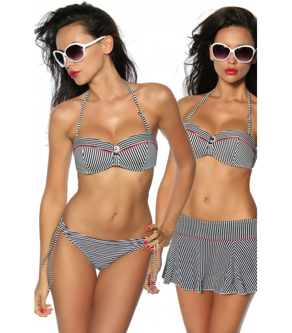 Push-Up Bikini-Set schwarz/weiß/rot - AT12612