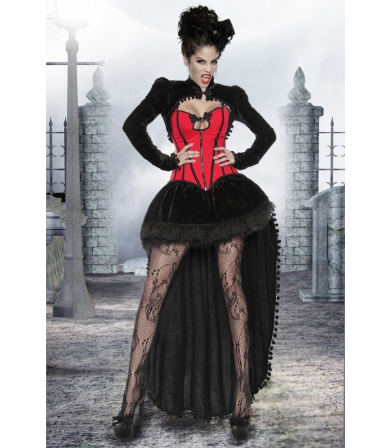 vierteiliges Vampirkostüm - bestehend aus Rock, Petticoat, Corsage, Samtbolero