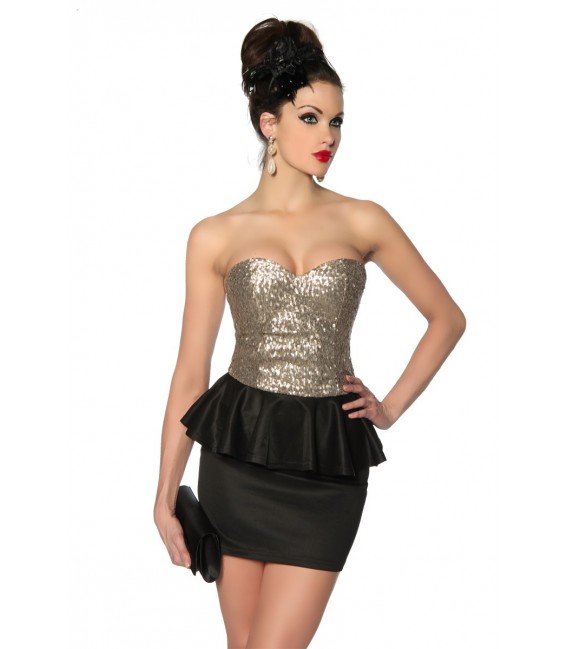 Vintage-Kleid mit Pailletten schwarz/gold - AT12857