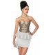 Vintage-Kleid mit Pailletten weiß/gold - AT12857
