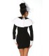 Längärmliges Vintage-Marinekleid schwarz-weiß