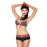 	Vintage-Bikini schwarz/rot/weiß