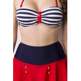 Vintage-Bandeau-Bikini blau/gemustert