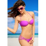 Bandeau-Bikini mit gepaddeten Cups pink