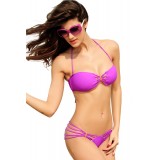 Bandeau-Bikini mit gepaddeten Cups pink