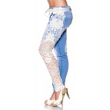 Jeans mit Spitze blau/creme