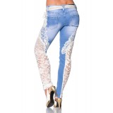 Jeans mit Spitze blau/creme