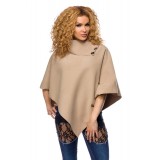 Poncho beige mit Stehkragen