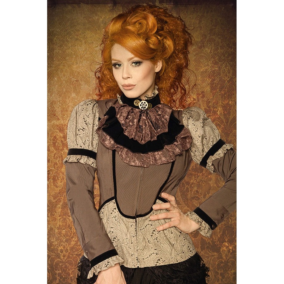 Steampunk-Bluse mit stilvollem Paisley-Muster