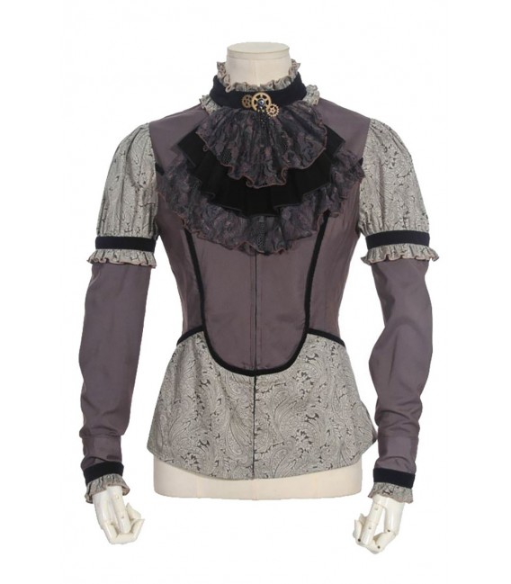 Steampunk-Bluse mit stilvollem Paisley-Muster