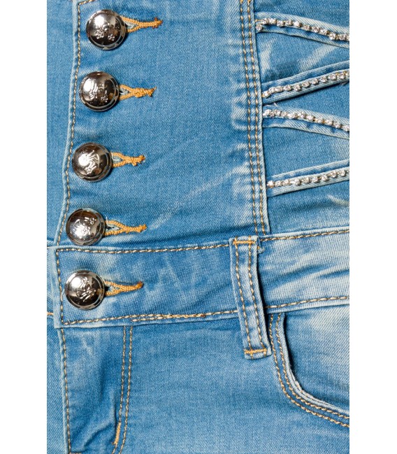 Jeans-Shorts mit hochgeschlossenem Bund