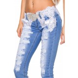 Capri-Jeans mit Spitze