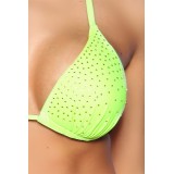 Triangle-Bikini mit Strass neongelb