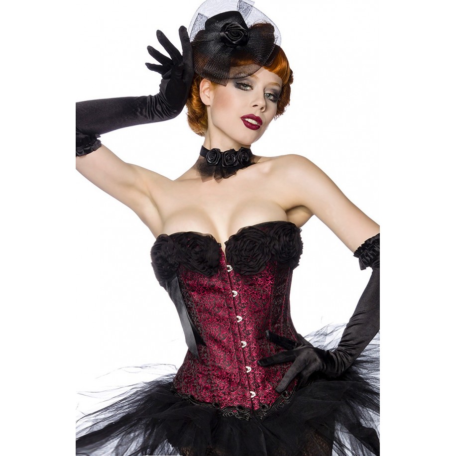 Burlesque-Corsage schwarz/rot - AT13645