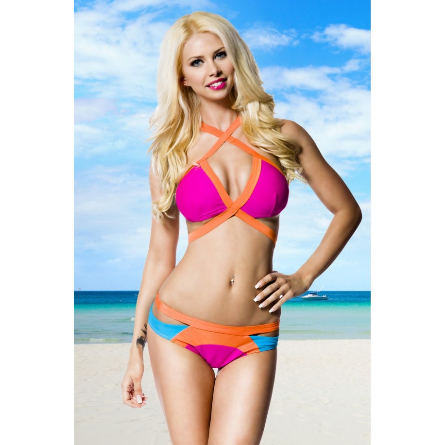 farbenfroher Bikini pink/orange/blau