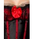 Straps-Corsage schwarz/rot im Burlesque-Stil mit gepaddeten Cups