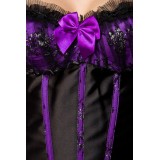 Straps-Corsage schwarz/lila im Burlesque-Stil mit gepaddeten Cups