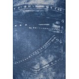 Leggings aus weichem, dehnfähigem Material im Jeans Look mit aufgedruckten Taschen und Steppnähten