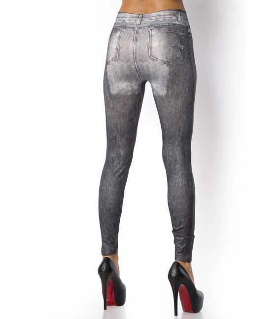 Leggings mit Print in Jeans Waschung