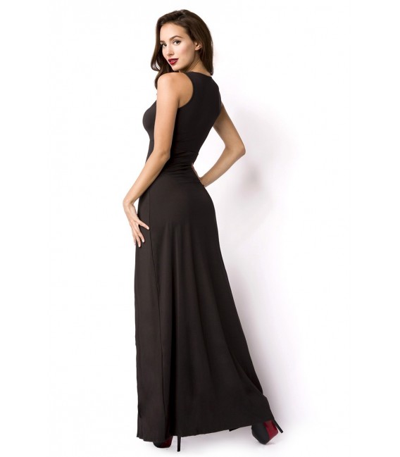 Kleid in schwarz mit sexy Beinschlitzen und tiefem V-Ausschnitt