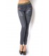 Leggings im Jeans-Print mit aufgedruckten Taschen, Ziersteppungen und Buffies