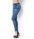 Leggings im Jeans Look mit aufgedruckten Taschen und Patches