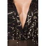 Body aus transparentem Material und mit Pailettenbesatz schwarz/gold