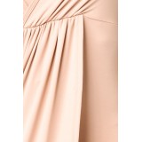 Sommerkleid mit tiefem Rückenausschnitt und überkreuzten Trägern camel