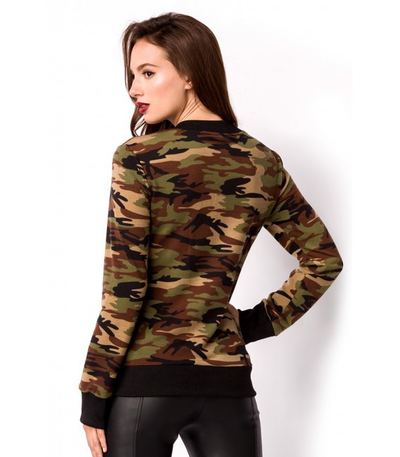 Camouflage-Jacke mit Rippbündchen