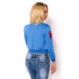 cropped Blousonjacke mit Rippbündchen blau