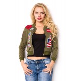 cropped Blousonjacke mit Rippbündchen grün Bild 3