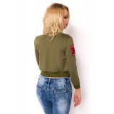 cropped Blousonjacke mit Rippbündchen grün