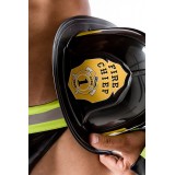 Feuerwehrmann Kostüm von Saresia MAN roleplay, besteht aus Helm, Halsband, Slip und Manschetten