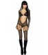 Netz-Outfit von Saresia besteht aus Top, Body, Stulpen und Slip