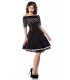 schulterfreies Vintage-Kleid - Retrokleid von Belsira mit kurzem Arm und ausgestelltem Rockteil schwarz/weiß/dots