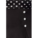 schulterfreies Vintage-Kleid - Retrokleid von Belsira mit kurzem Arm und ausgestelltem Rockteil schwarz/weiß/dots