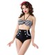 Vintage-Bikini im Marine-Look von Belsira mit gepaddetem Oberteil und High-Waist-Höschen schwarz/weiß