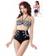 Vintage-Bikini im Marine-Look von Belsira mit gepaddetem Oberteil und High-Waist-Höschen schwarz/weiß