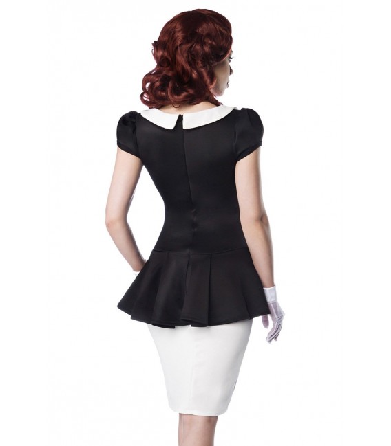 Kleid mit Bubikragen und Rundhalsausschnitt im Retro-Look von Belsira schwarz/weiß